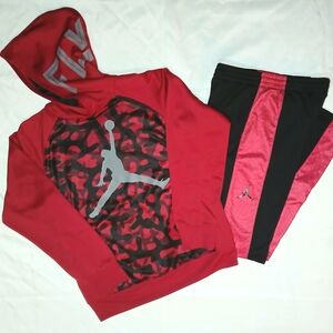 Jordan Red & Black Camo Pullover Hoodie + Joggers Set